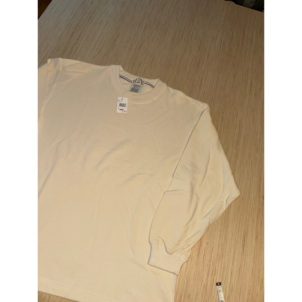 Field Gear Mens Waffle Knit Thermal Shirt Cream Long Sleeve Cotton K294 Large 44